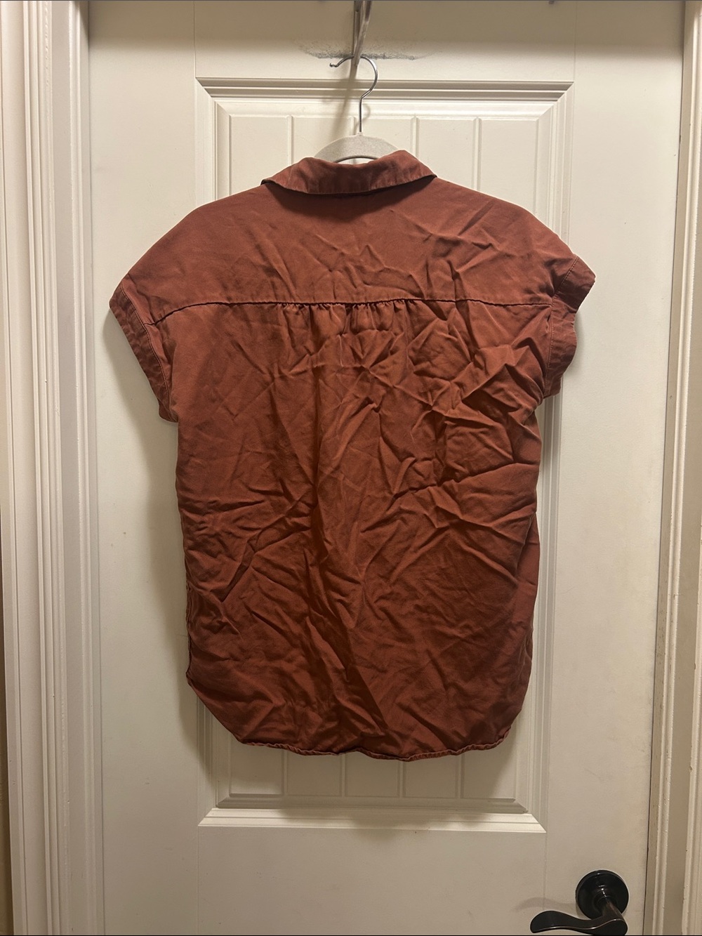 Quince Rust-Tone Button-Front Blouse - Picture 5 of 5
